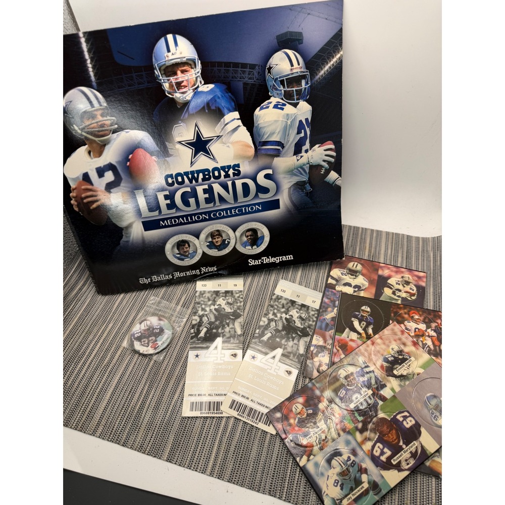 Dallas Cowboys Legends Medallion Collection 22 Coins 2007 Ticket Stubs Pogs Lot